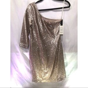 BB Dakota Bridesmaid Holiday Gold Sequin Dress 6/M